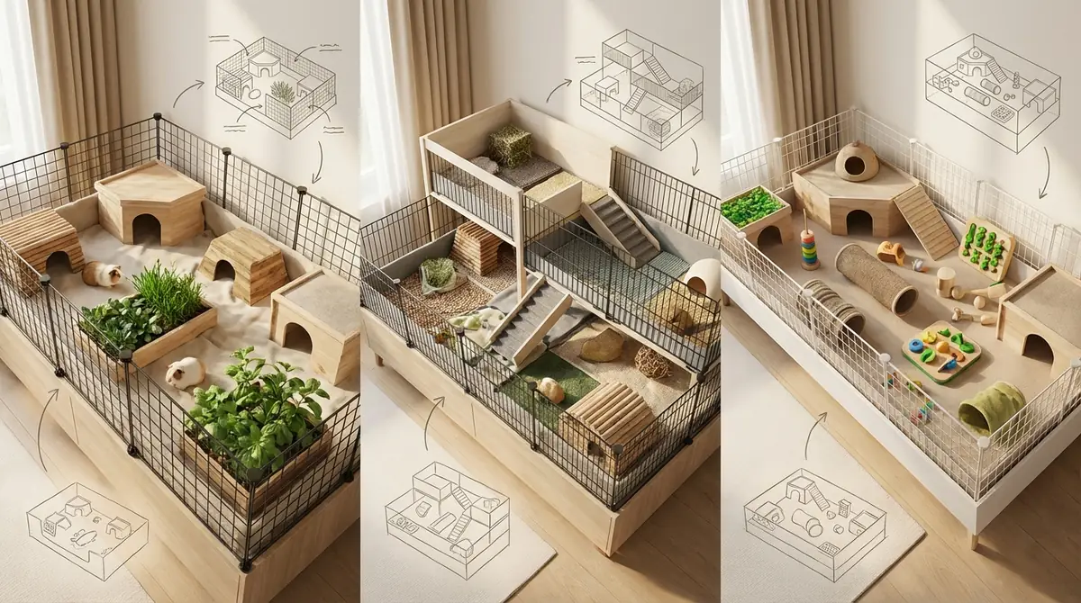 参考にしたいモルモットのケージレイアウト例3パターン【図解付き】