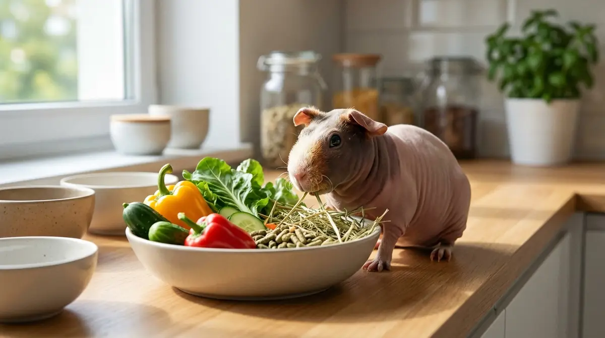 スキニーギニアピッグの餌と食事管理