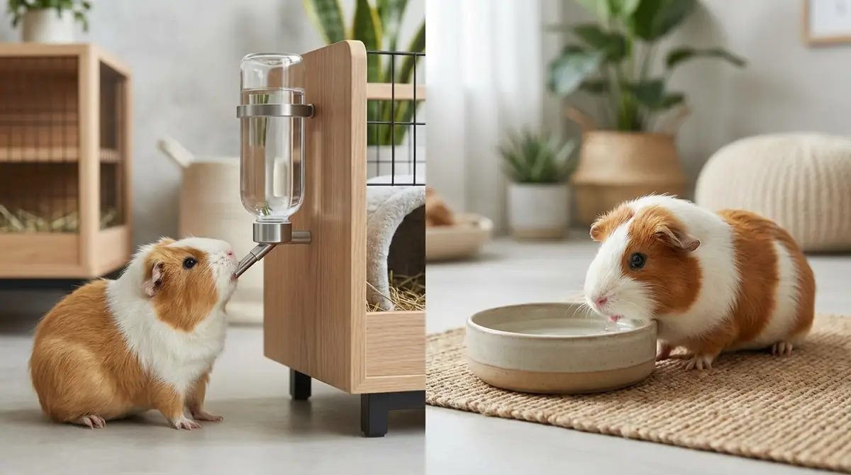 モルモットの水飲み器は給水ボトルと皿どっちがいい？