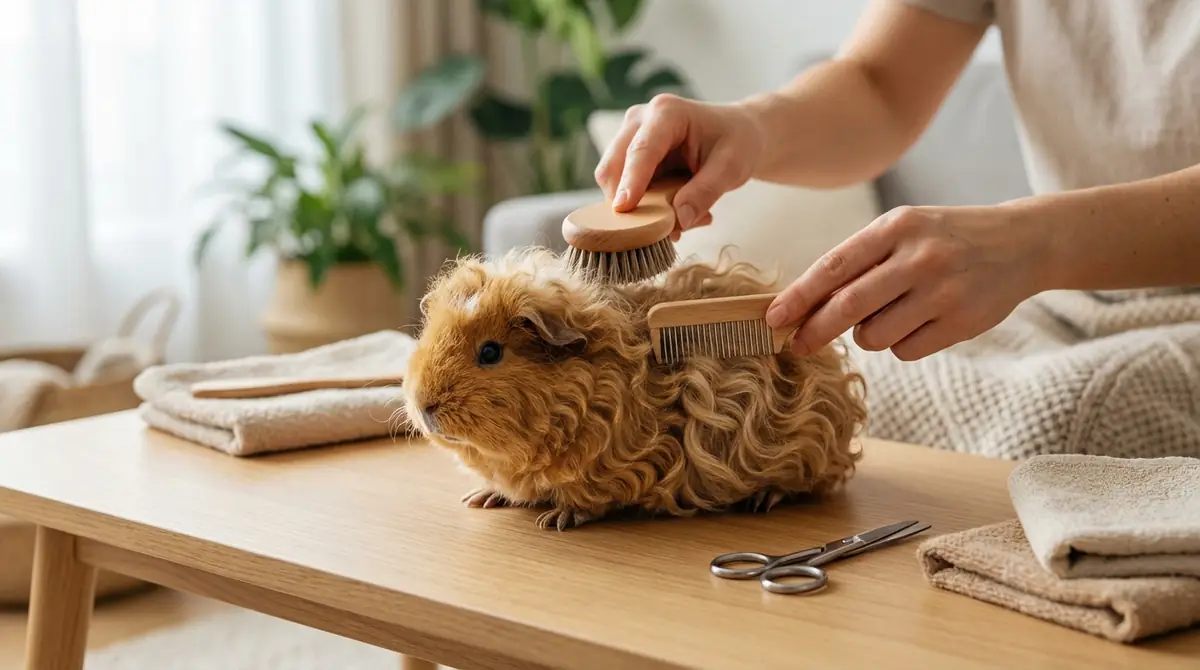 巻き毛モルモットのお手入れ方法|ブラッシング・毛玉対策の基本