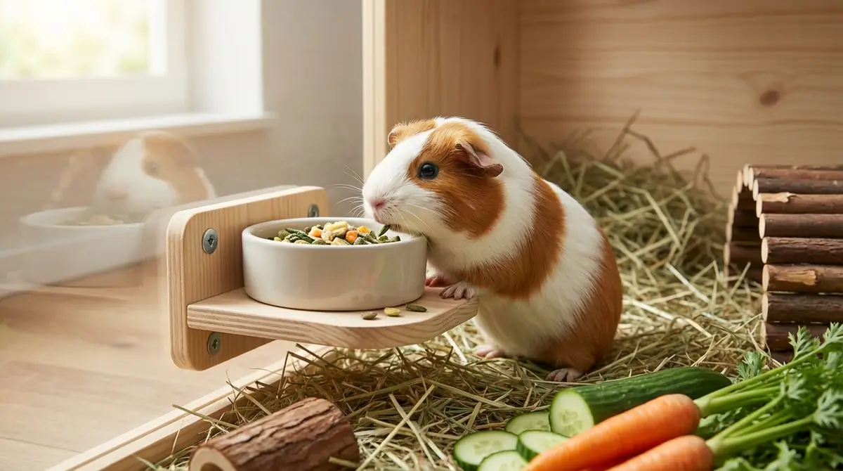 モルモットの餌入れの正しい置き方と固定方法