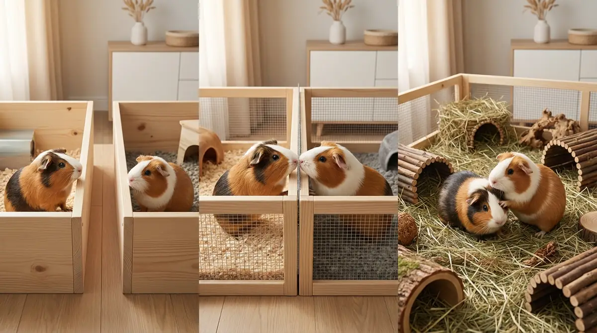 【実践】モルモットのオス同士の段階的な顔合わせ手順（期間は個体差あり）