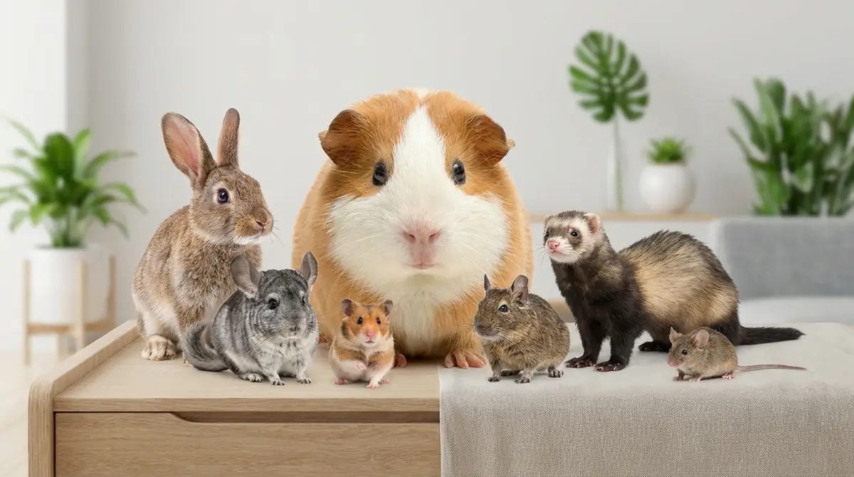 他の小動物と比較したモルモットの大きさ